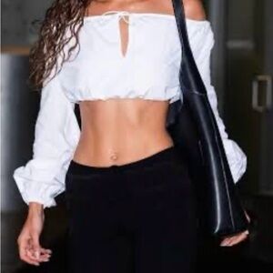 Danielle Guizio White Off-Shoulder Long Sleeve Top NWT